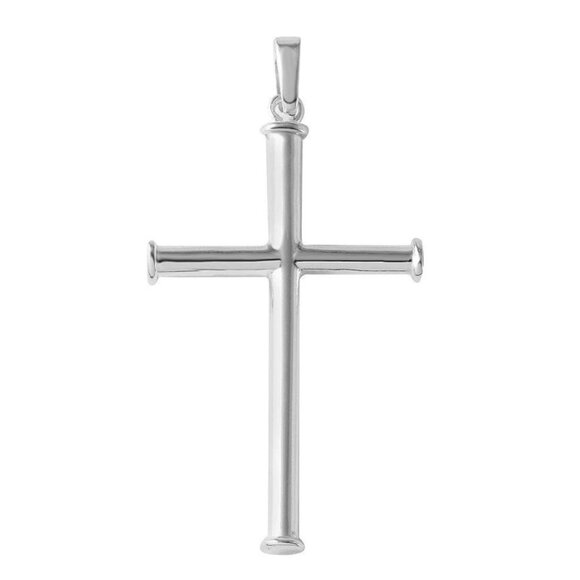 925 Sterling Silver Other - Sterling Silver 925 High Polished Cross with Border Pendant